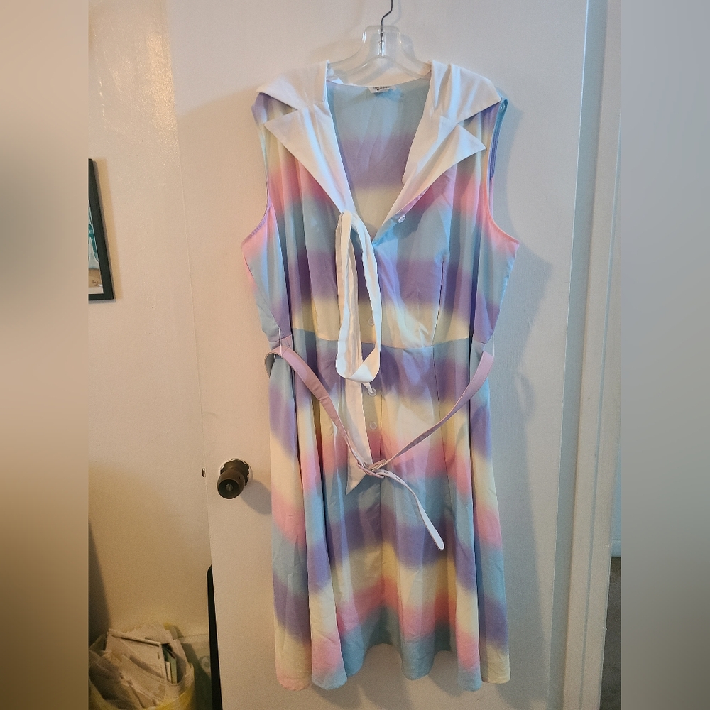 Unique Vintage pastel fit and flare dress plus size